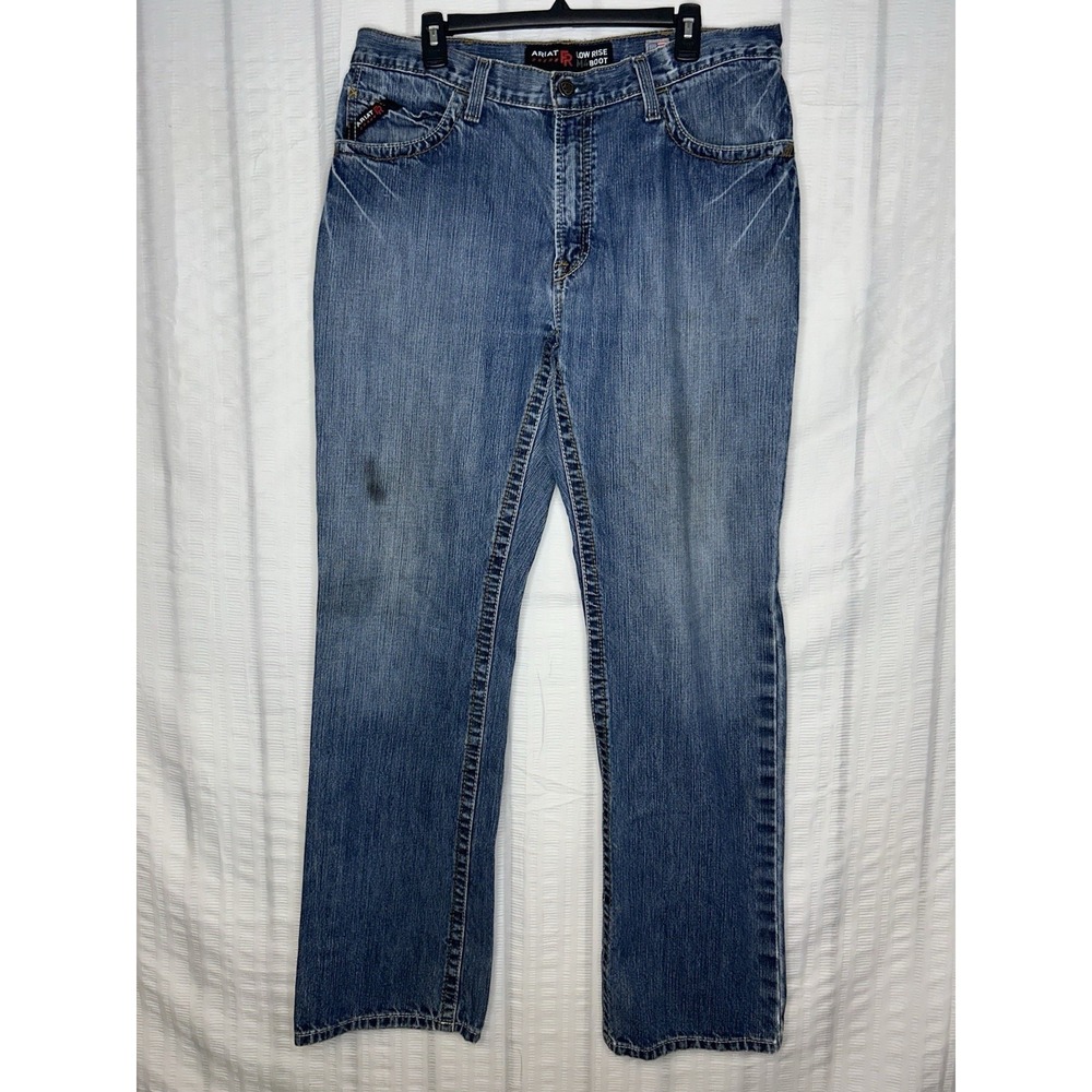 Ariat M4 FR Jean Mens 36x36 Blue Low Rise Boot Cut CAT2 FR Flame Resistant